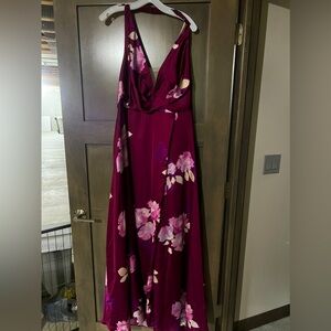 Satin Magenta floral Wedding Guest/Bridesmaid dress